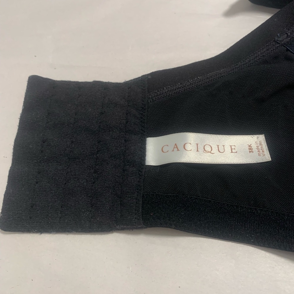 Cacique Unlined Full Coverage Underwire Support Bra, Size 38K Black EUC - Picture 4 of 8